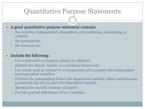 quantitative purpose statement sample